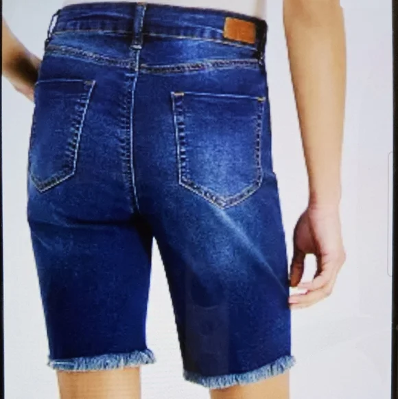 Dollhouse Blue Bermuda Shorts with Front Button Fly Detail - Picture 3 of 3